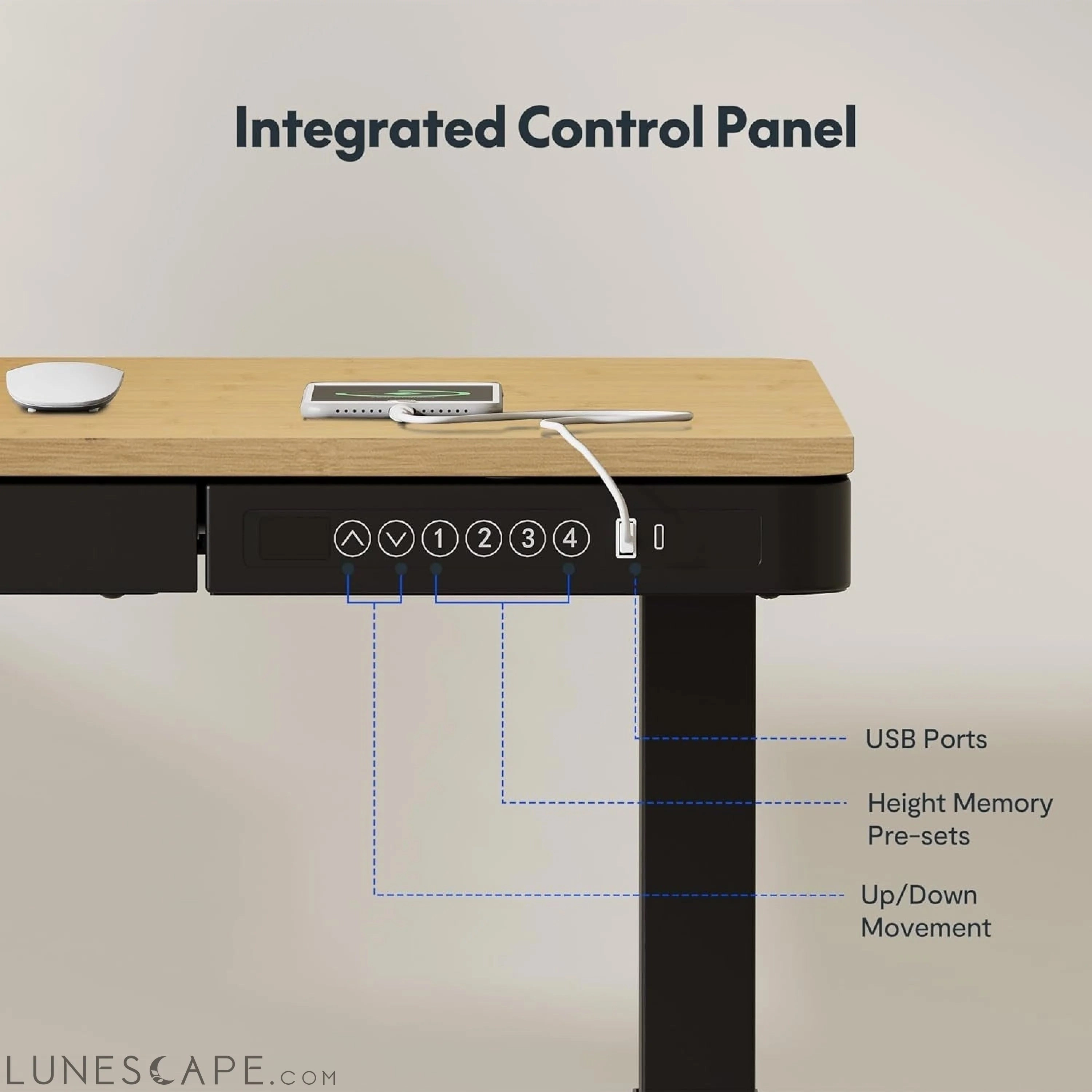 Comhar Electric Standing Desk with Drawer Desktop & Adjustable Frame