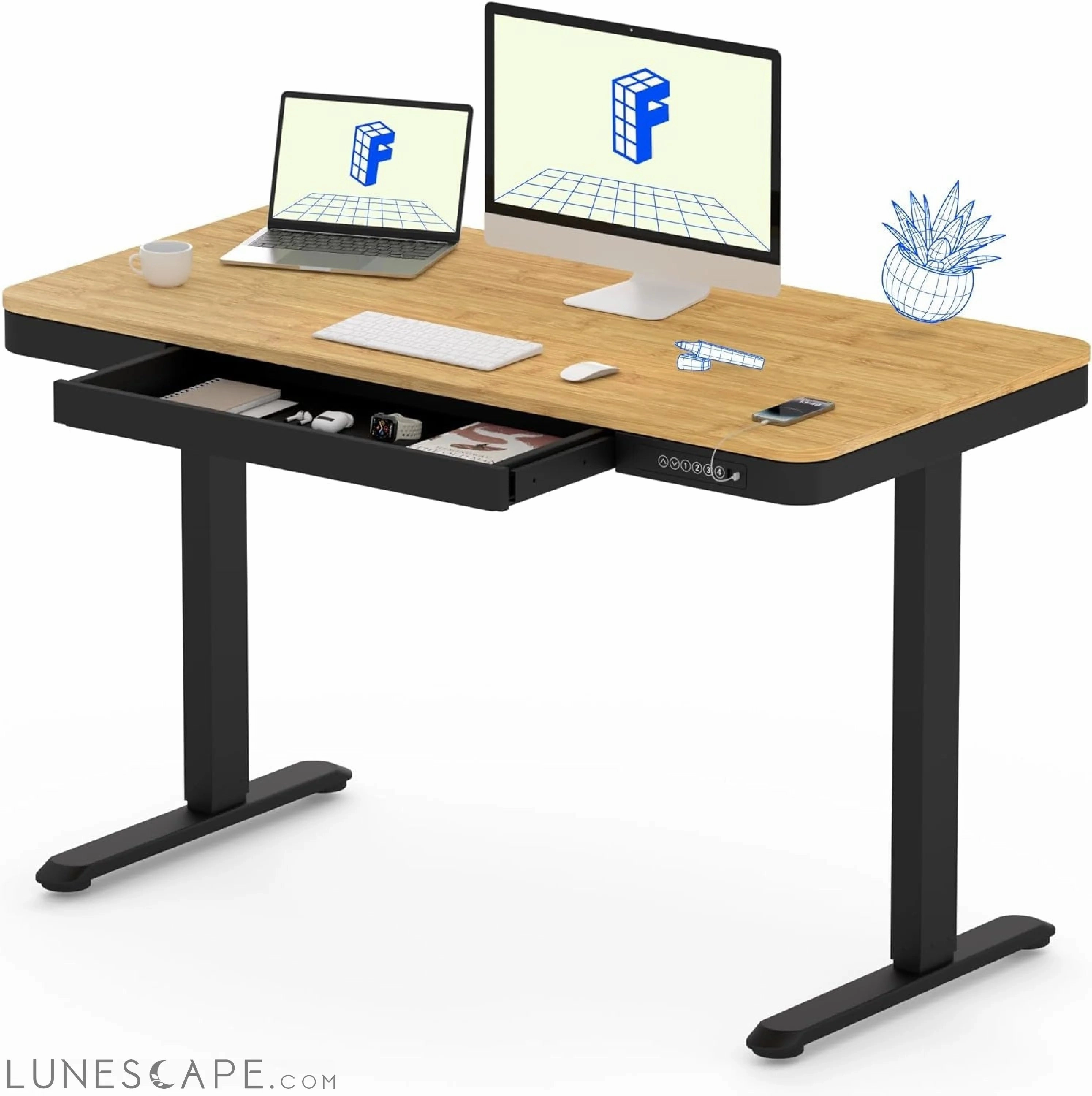 Comhar Electric Standing Desk with Drawer Desktop & Adjustable Frame