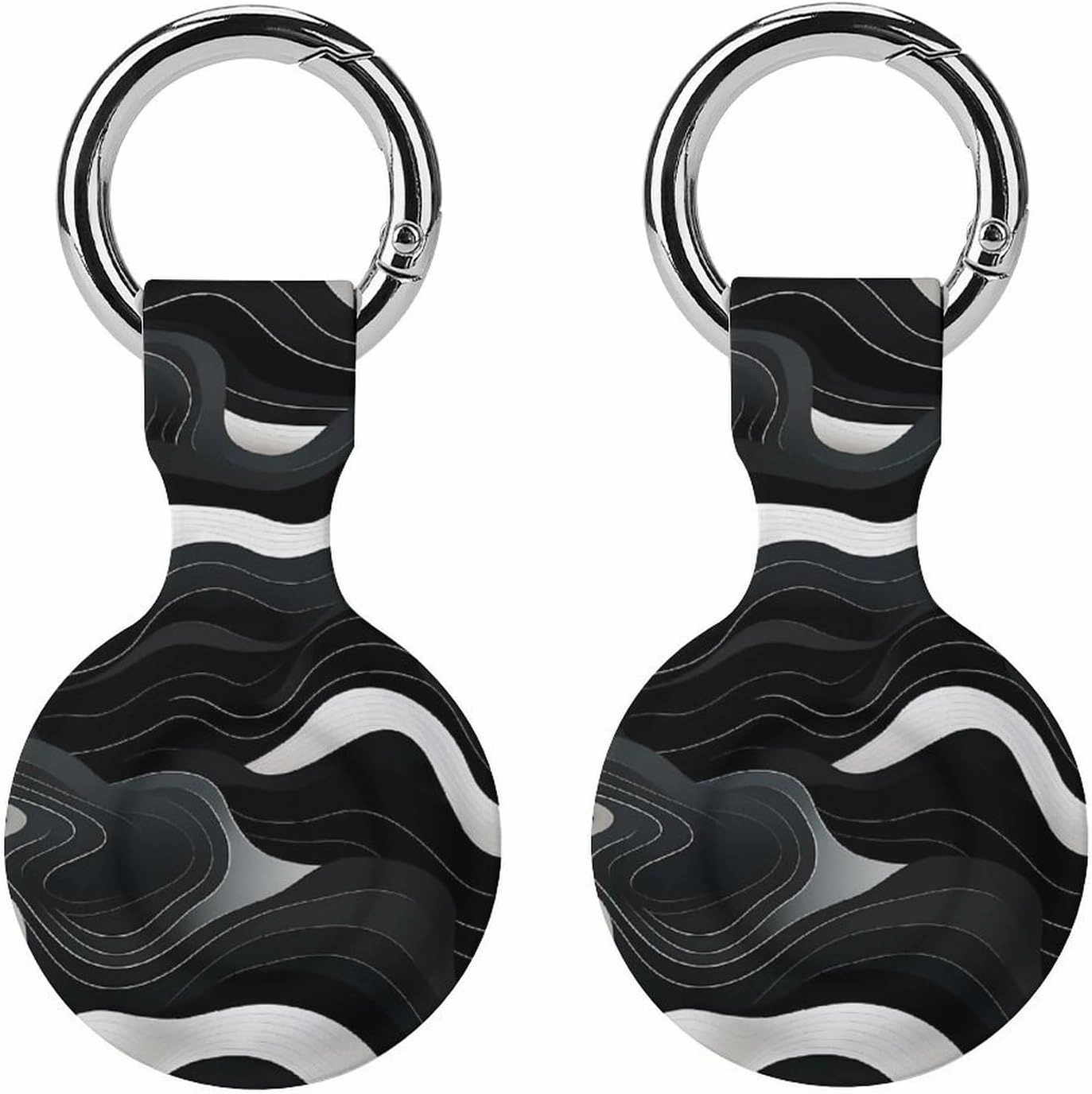Contour Topography Map Pattern Protective Case Compatible for Airtag Shockproof Case Cover Holder with Keychain 2PCS