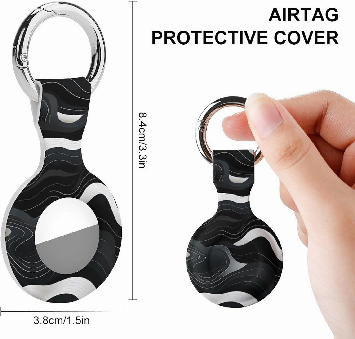Contour Topography Map Pattern Protective Case Compatible for Airtag Shockproof Case Cover Holder with Keychain 2PCS