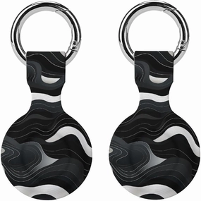 Contour Topography Map Pattern Protective Case Compatible for Airtag Shockproof Case Cover Holder with Keychain 2PCS