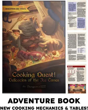 Cooking Quest 2D Miniatures, DND Adventure Set with Skinny Minis, DND Acrylic Mini Figures, D&D Compatible Battle Map & DND Adventure Book
