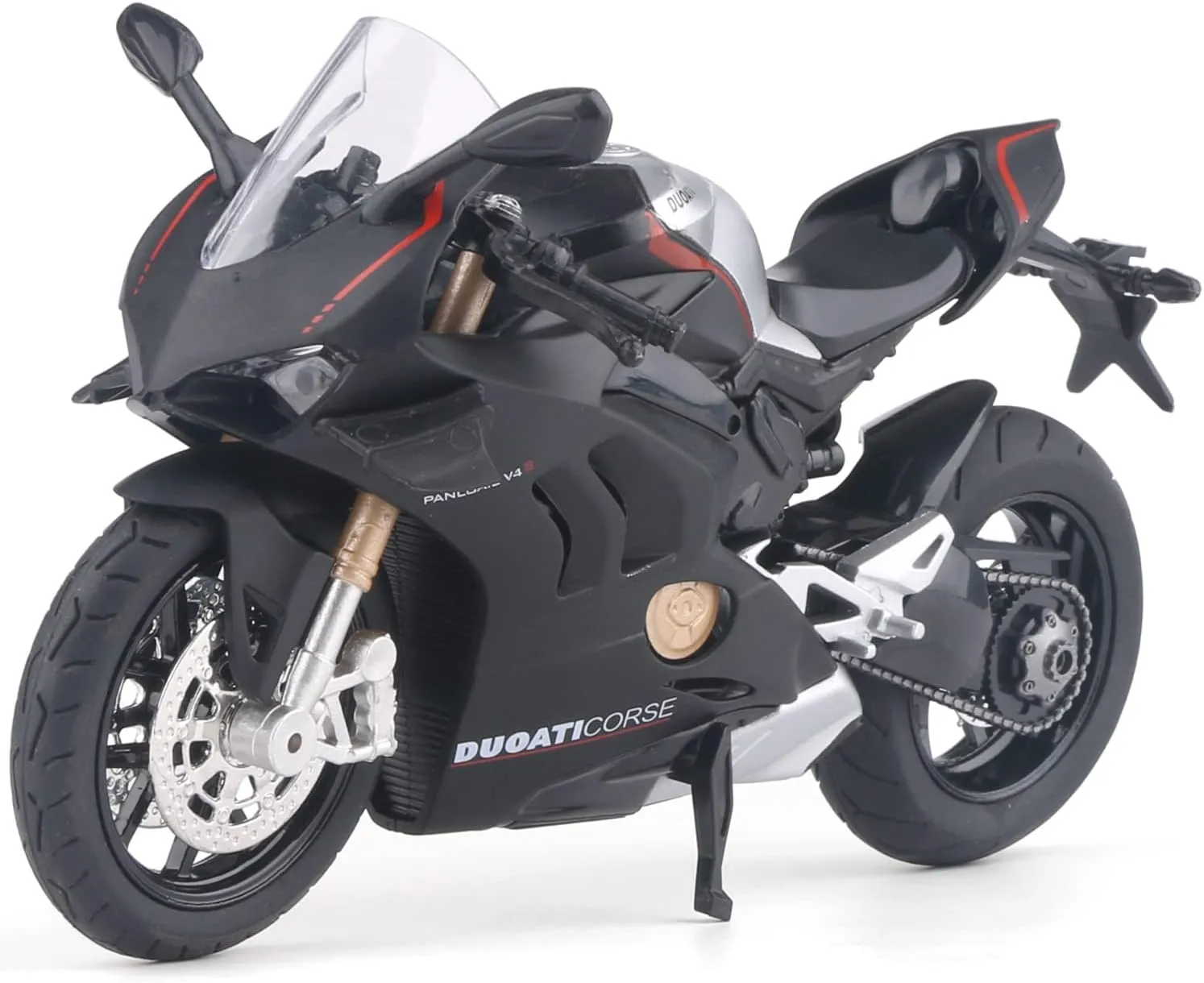 COOLPUR Die Cast Motorcycle Model for Ducati V4, Realistic Motorcycle Model, 1:12 Scale Kids Moto Toy or Collection, Boyfriend,Young Peoples Gift(Black)