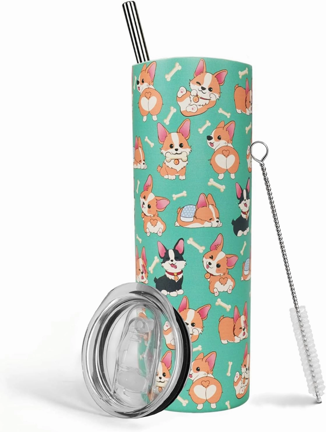Corgi Gifts,For Women & Girls Corgi Lover Gifts,20oz Tumbler With Lid And Straw,Insulated Stainless Steel Travel Coffee Mug