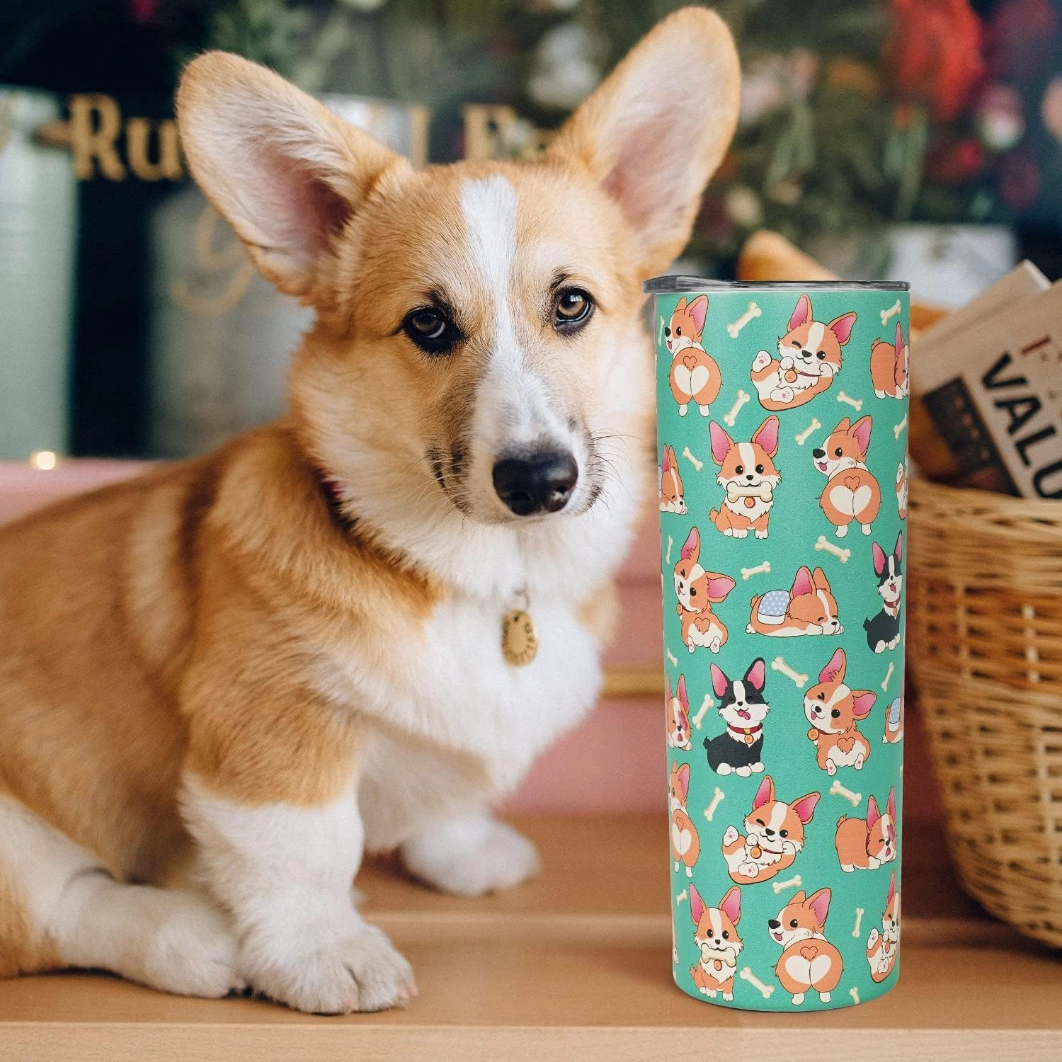 Corgi Gifts,For Women & Girls Corgi Lover Gifts,20oz Tumbler With Lid And Straw,Insulated Stainless Steel Travel Coffee Mug