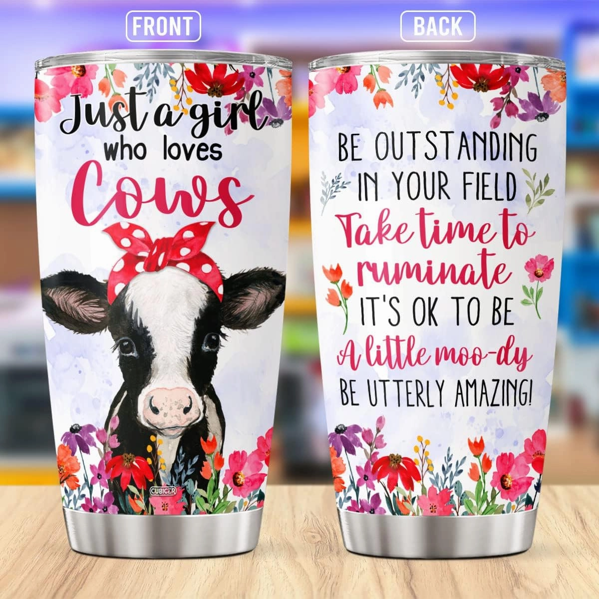 Cow Tumblers With Lid Gifts For Women Mom Teens Adults Cow Lovers Coffee Stainless Steel Travel Mug Oz Insulated Cup On Christmas Birthday Party Kitchen Accessories