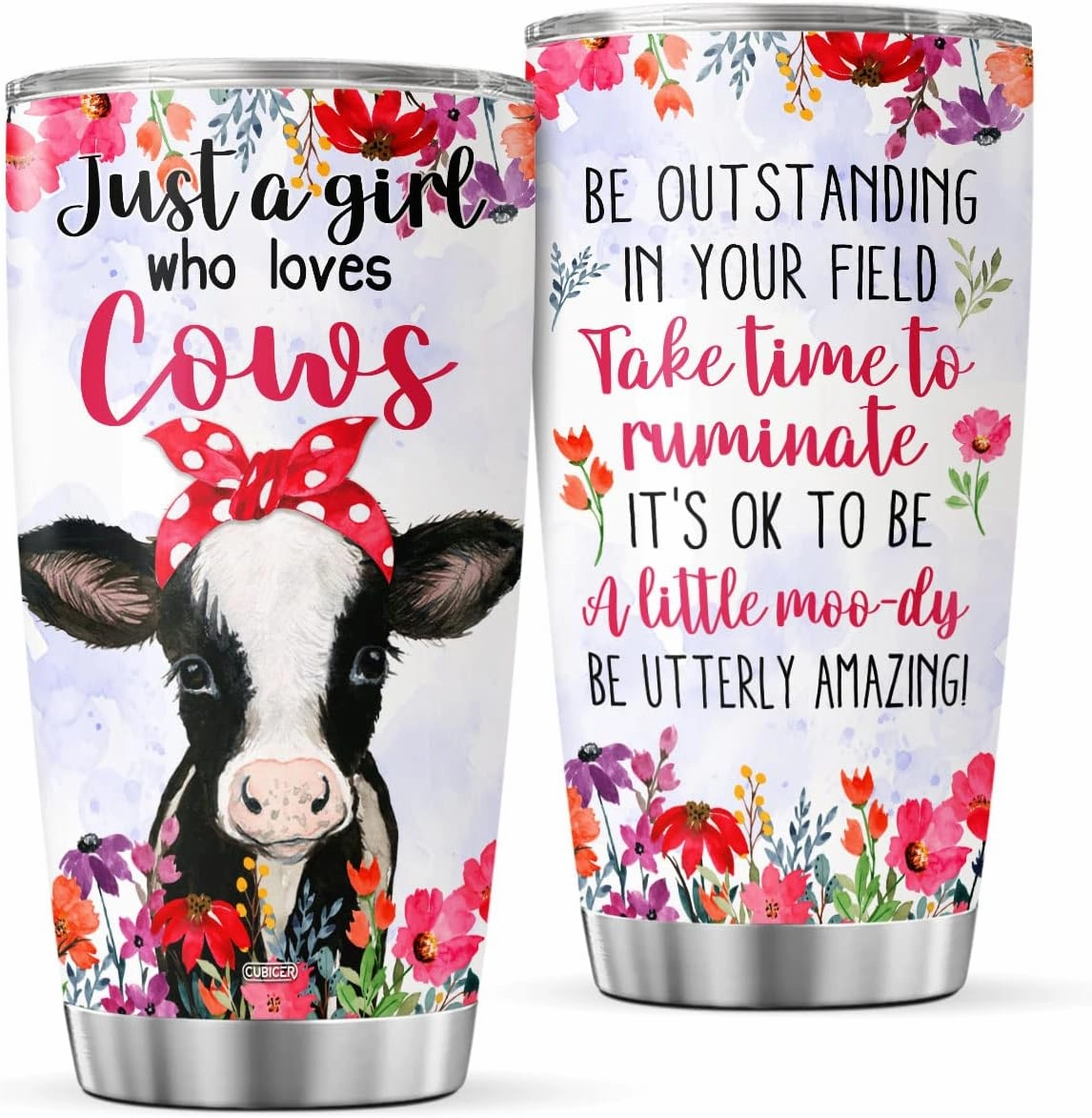 Cow Tumblers With Lid Gifts For Women Mom Teens Adults Cow Lovers Coffee Stainless Steel Travel Mug Oz Insulated Cup On Christmas Birthday Party Kitchen Accessories