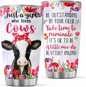 Cow Tumblers With Lid Gifts For Women Mom Teens Adults Cow Lovers Coffee Stainless Steel Travel Mug Oz Insulated Cup On Christmas Birthday Party Kitchen Accessories