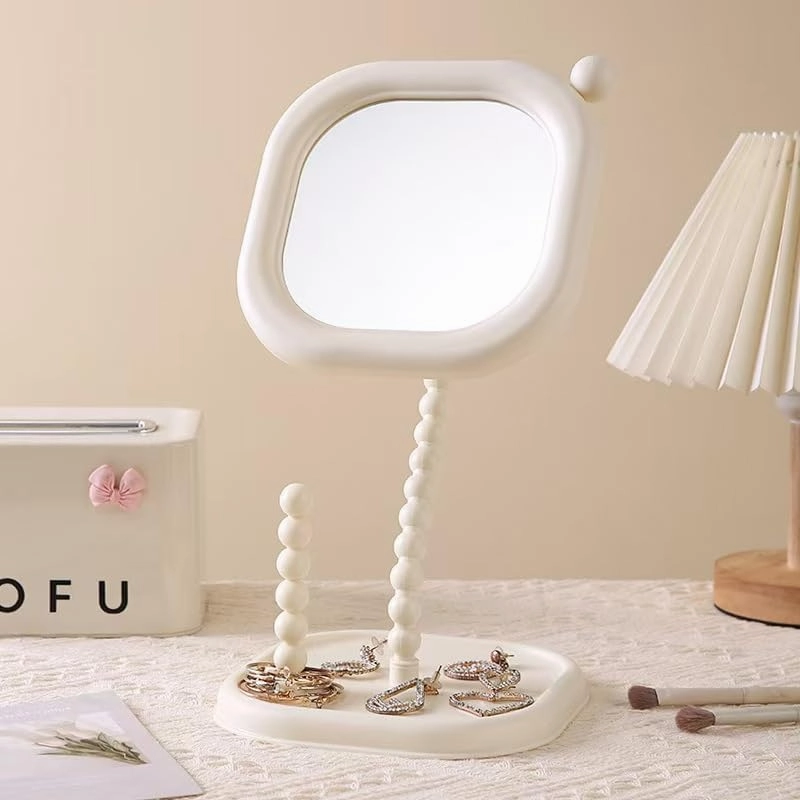 Creative Styling Makeup Mirror, Student Dormitory Desktop Mirror, rotatable Makeup Mirror, Square Desktop high-Definition Makeup Mirror