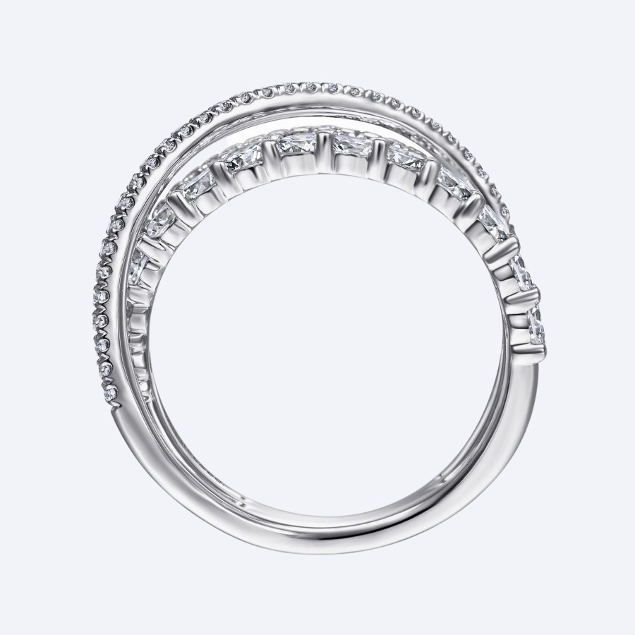Criss-Cross Layered Diamond Ring