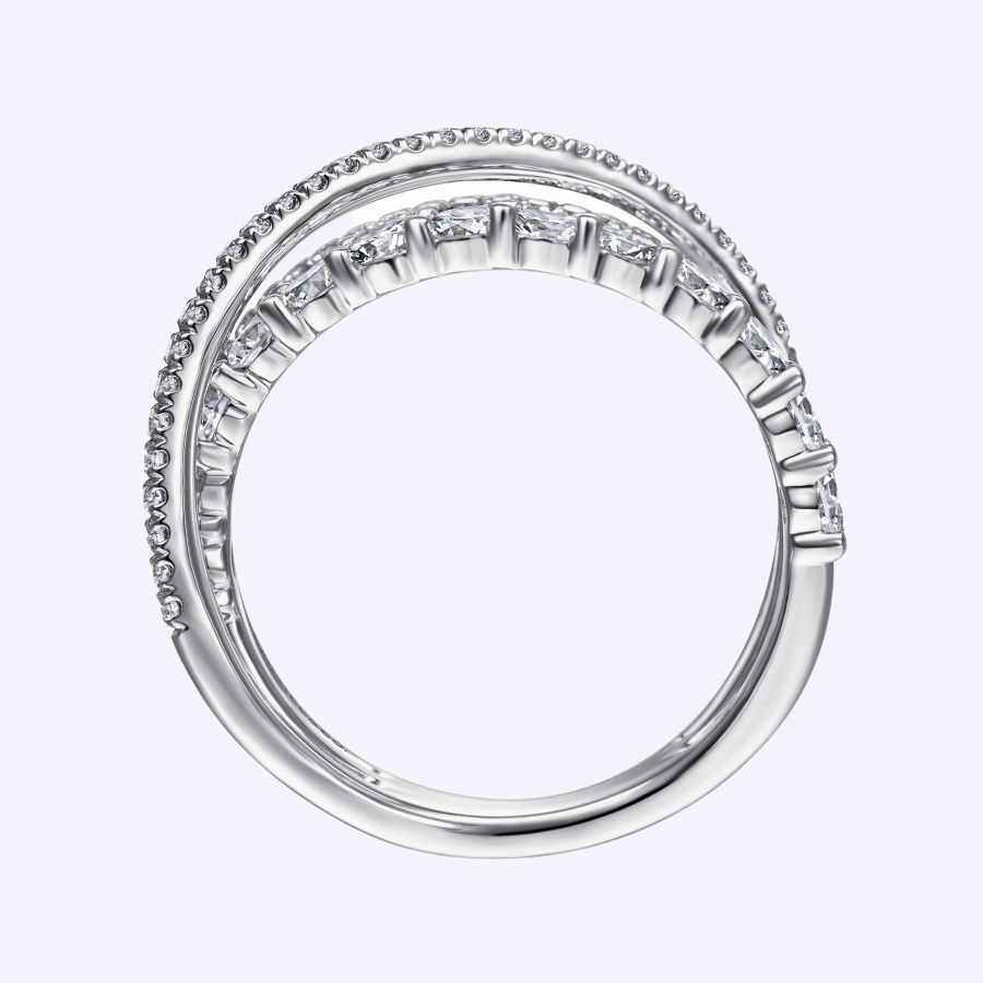 Criss-Cross Layered Diamond Ring