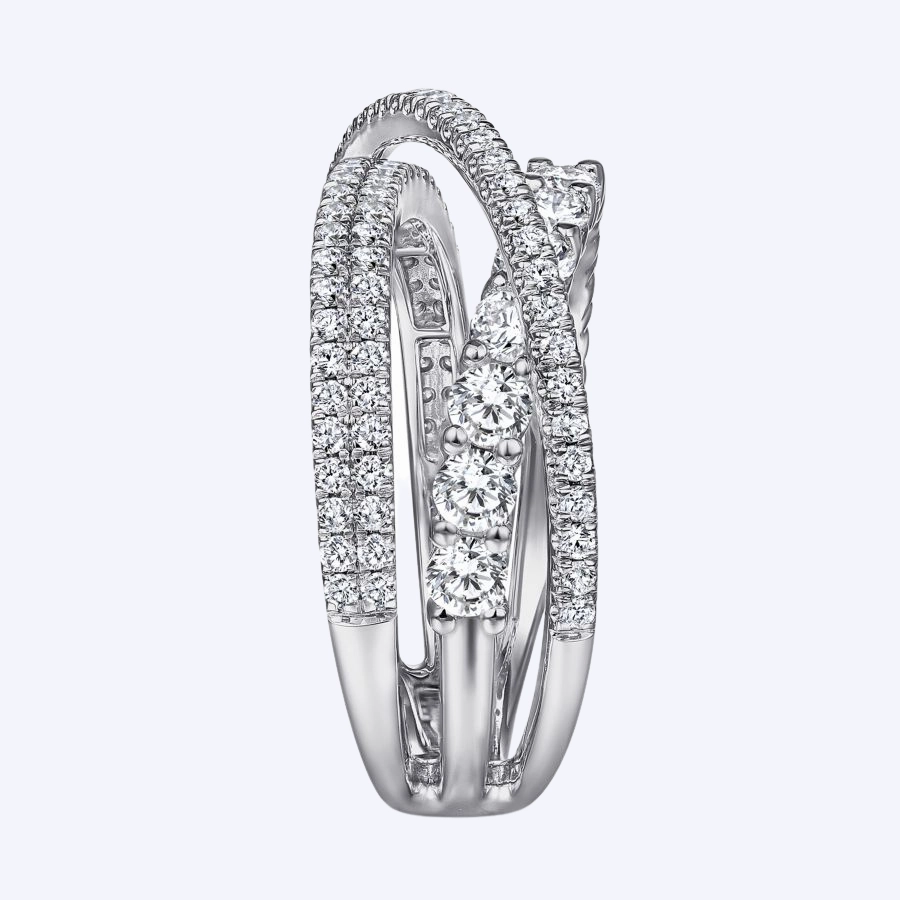 Criss-Cross Layered Diamond Ring