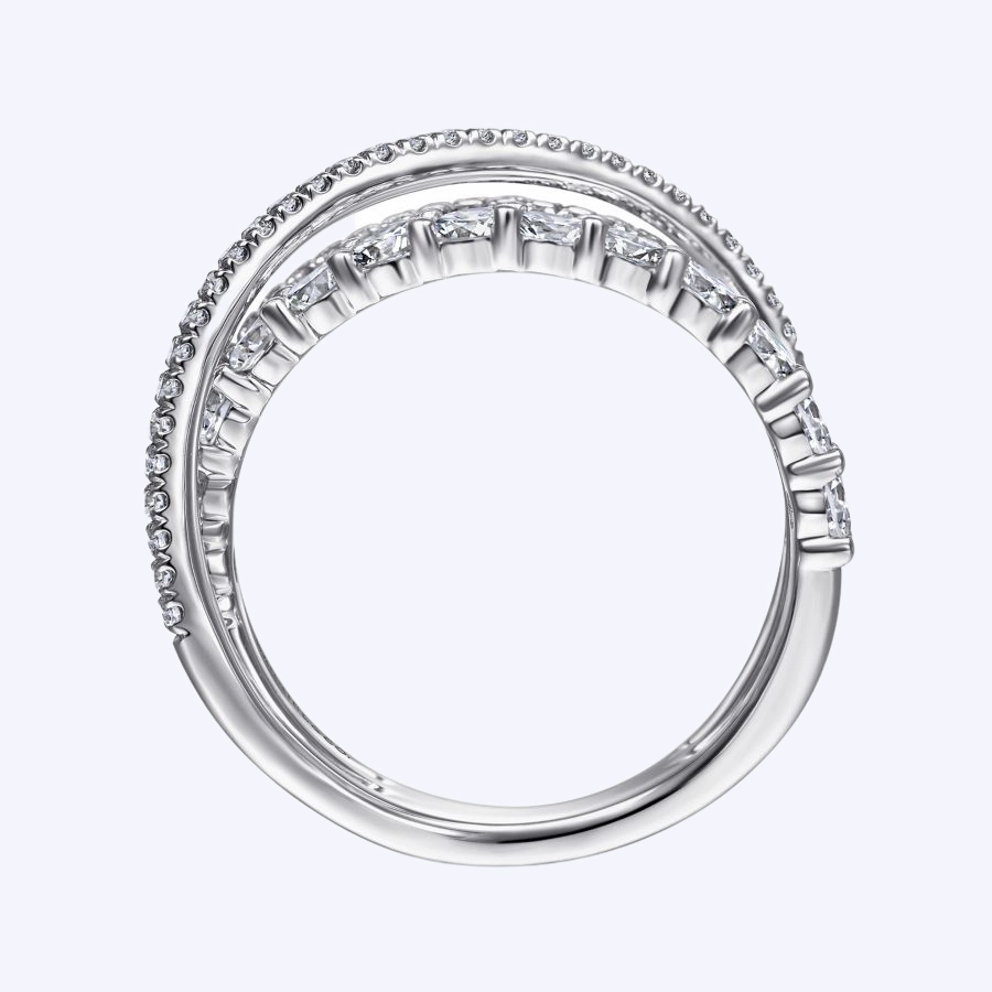 Criss-Cross Layered Diamond Ring