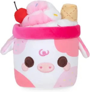 Cuddle Barn PlushGoals - Lil Series Sprinkles Mooshake | Super Soft Cute Kawaii Pink and Red Cow Dessert Drink Collectible Plush Toy, 7 inches