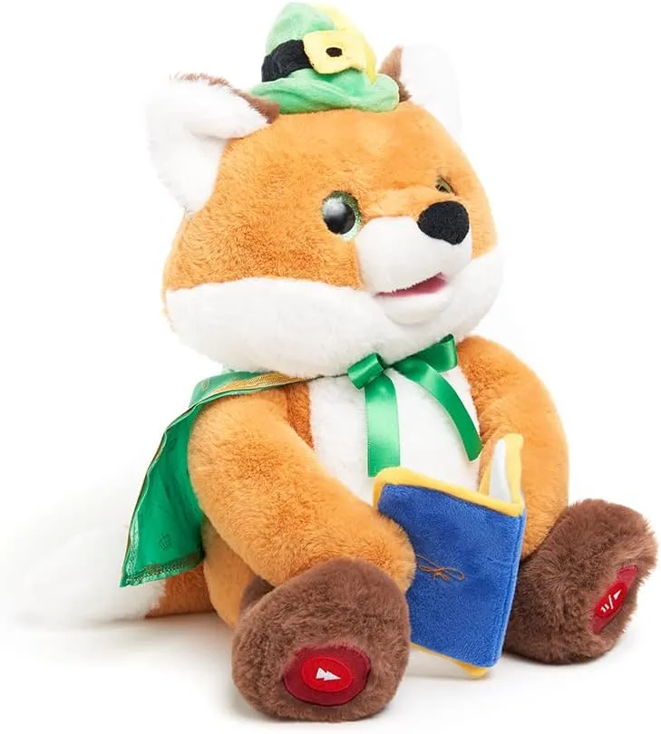 Cuddle Barn - Sir Frederick The Storyteller | Fox Animated Storytelling Stuffed Animal Plush Toy Reads 5 Fairy Tales, Mouth Movement, Swaying Motion, Lights Up, 12 inches