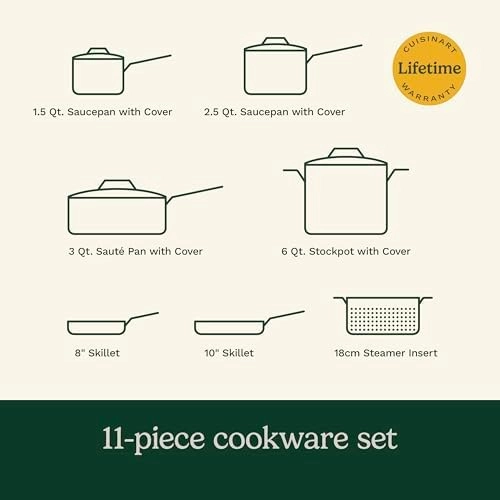 Cuisinart 11-Piece Nonstick Cookware Set, Ceramica XT, Black, 54C-11BK