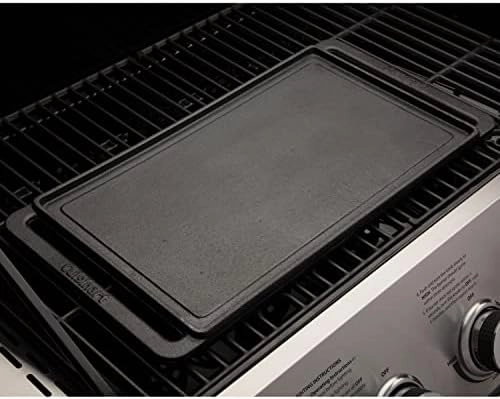 Cuisinart CCP-2000 Reversible Cast Iron Grill/Griddle Cookware Plate, Ribbed Grill and Smooth Flat Top Griddle