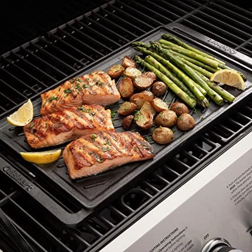 Cuisinart CCP-2000 Reversible Cast Iron Grill/Griddle Cookware Plate, Ribbed Grill and Smooth Flat Top Griddle