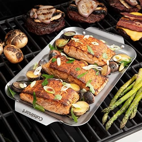 Cuisinart CGT-1103 3-Piece Stainless Steel Grill Topper Cookware Set (Rectangular, Wok, & Round Toppers)