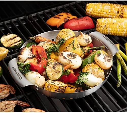Cuisinart CGT-1103 3-Piece Stainless Steel Grill Topper Cookware Set (Rectangular, Wok, & Round Toppers)