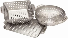 Cuisinart CGT-1103 3-Piece Stainless Steel Grill Topper Cookware Set (Rectangular, Wok, & Round Toppers)