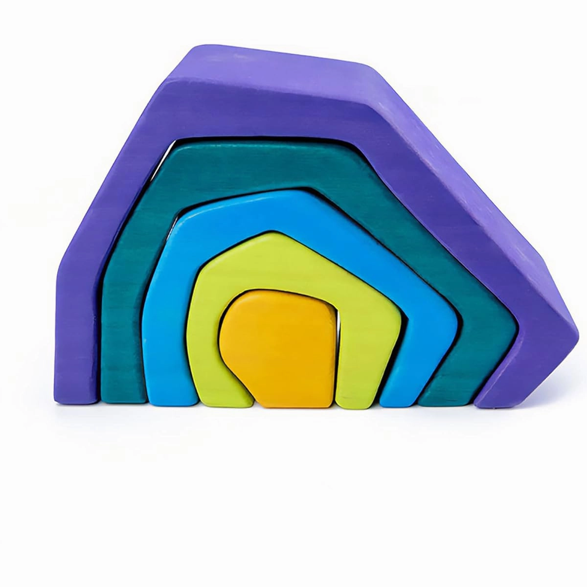 Curious Melodies Wooden Toys Nesting Rainbow Stacking Blocks - Cave | Nature Toy Blocks Set