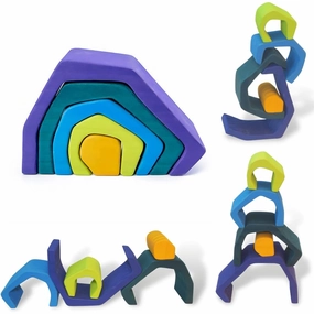 Curious Melodies Wooden Toys Nesting Rainbow Stacking Blocks - Cave | Nature Toy Blocks Set