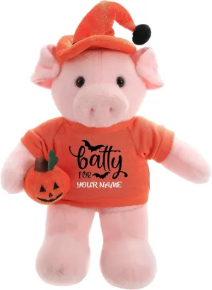 Customized Floppy Halloween Stuffed Animal – Pumpkin Stuffed Animal Plush Toys Shirt with Hat | Gift for Her Gift for Him 12 inch (Pig)