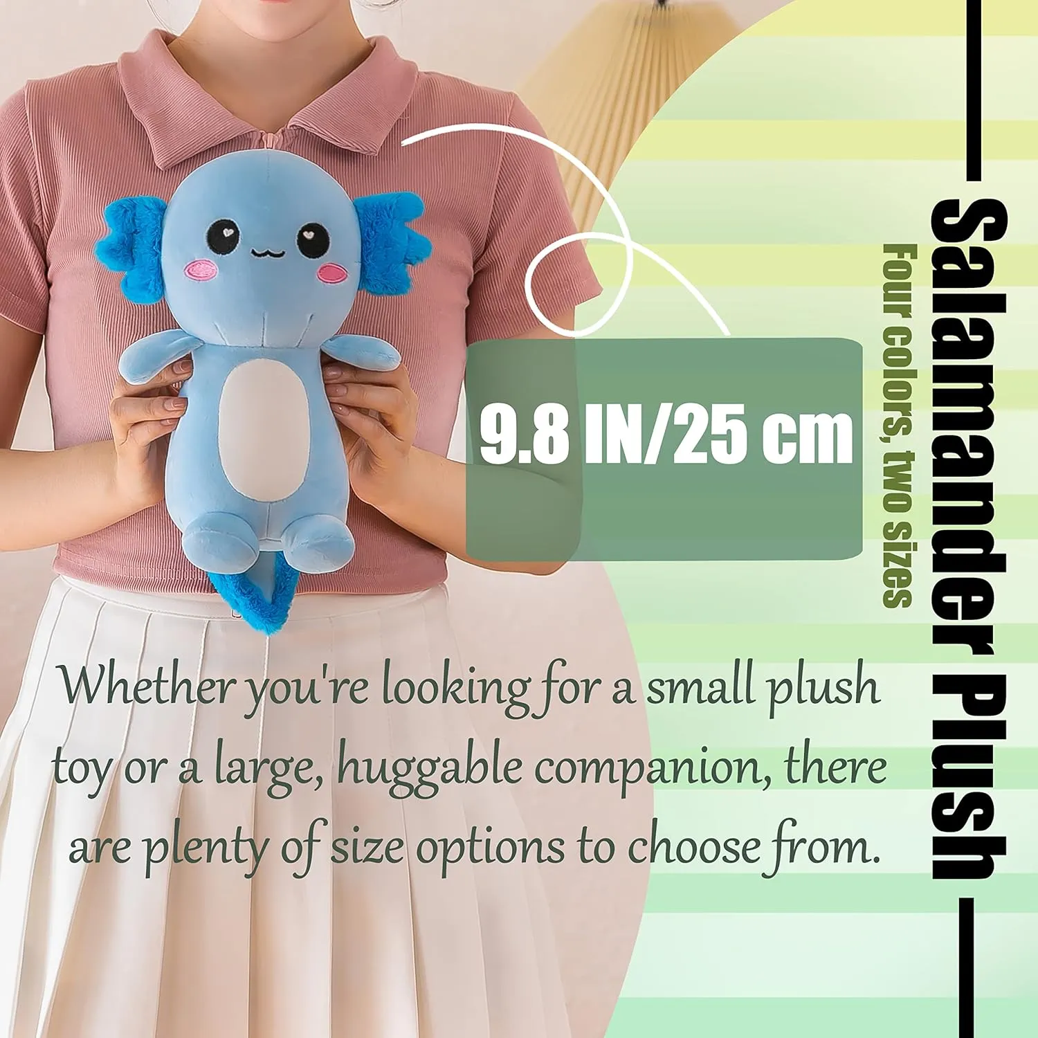 Cute Axolotl Stuffed Animal Salamander Plush, Soft Axolotl Plush Toy for Boys Girls Gifts for Gifts (Blue, 13.8in/35cm)