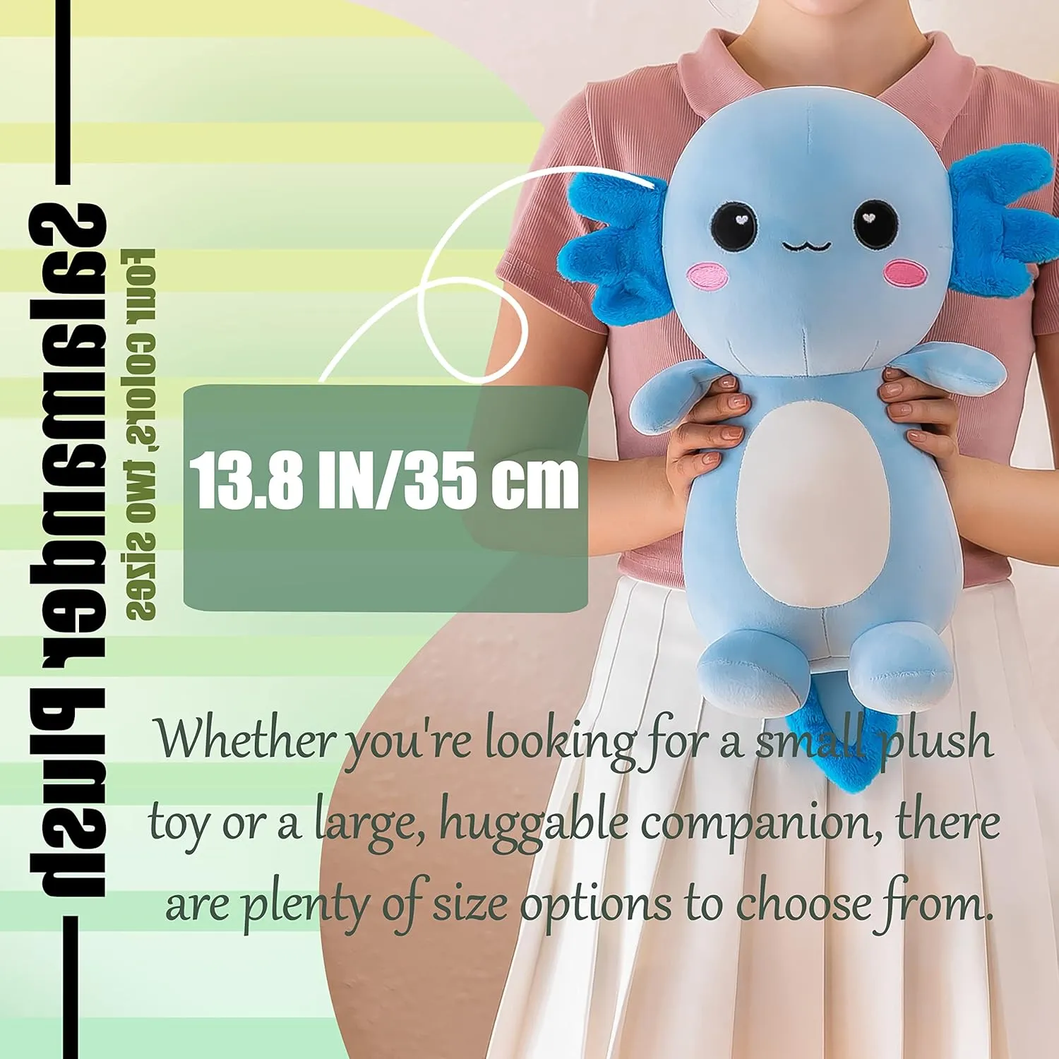 Cute Axolotl Stuffed Animal Salamander Plush, Soft Axolotl Plush Toy for Boys Girls Gifts for Gifts (Blue, 13.8in/35cm)