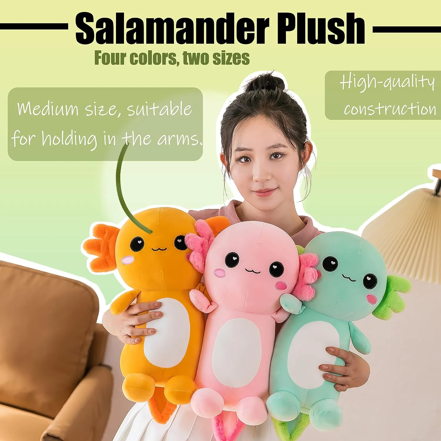 Cute Axolotl Stuffed Animal Salamander Plush, Soft Axolotl Plush Toy for Boys Girls Gifts for Gifts (Blue, 13.8in/35cm)