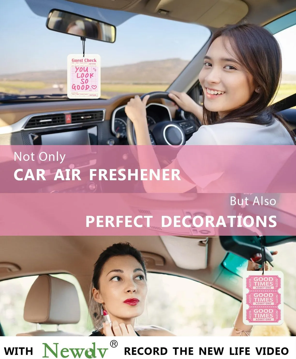 Cute Car Air Freshener, Pink Air Freshener Hanging 3Pcs Kwaii Pink Car Accessories Interior, You Look So Good Aesthetic Preppy Trendy Y2K air Fresheners for Women Girls (Lavender)