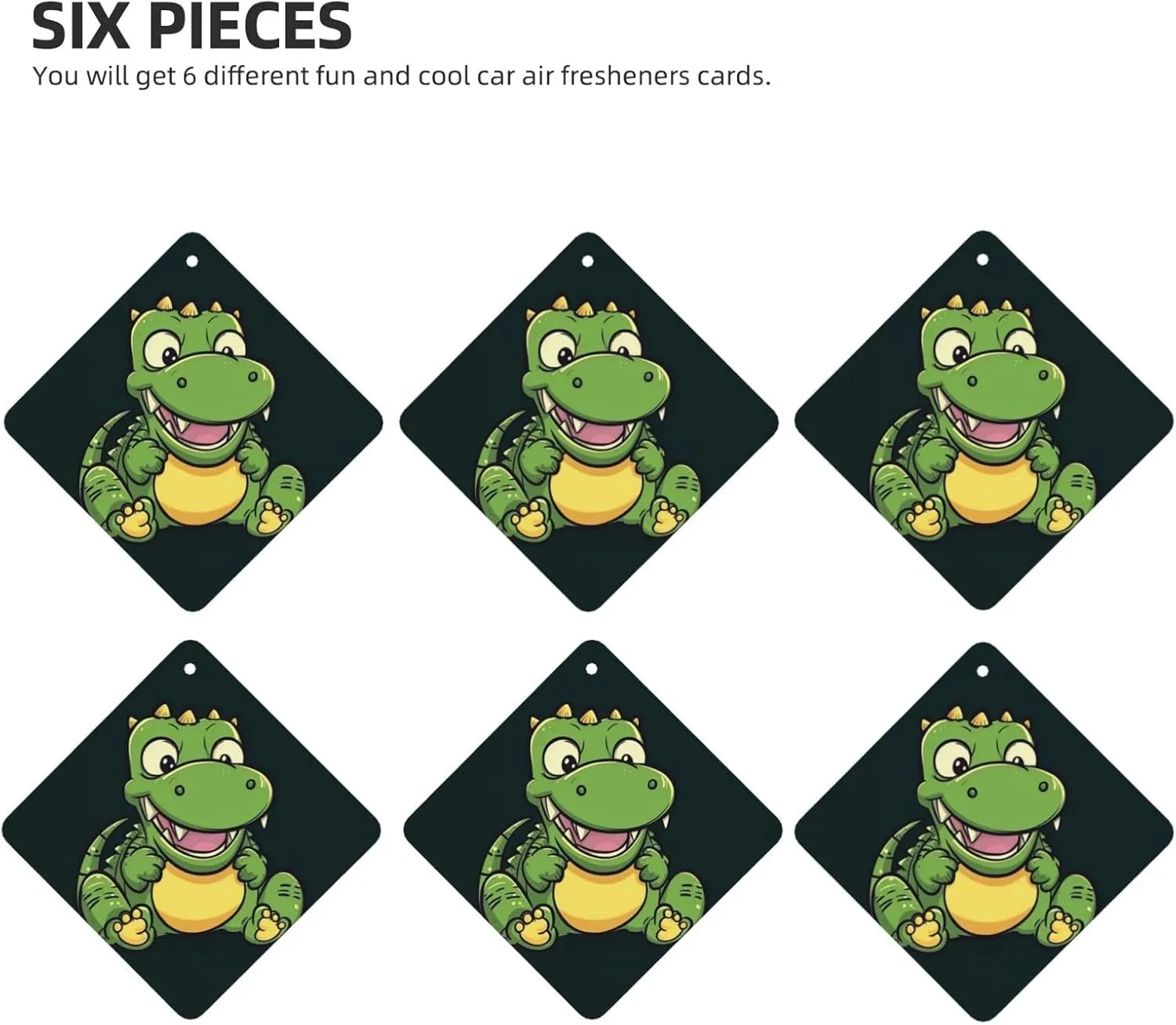 Cute crocodile cartoon Print Car Air Fresheners 6 Pcs Car Aromatherapy Tablets Hanging Air Freshener Wardrobe Pendant Fragrance Scented Cards for Rearview Mirror Bedroom Car Interior Decor