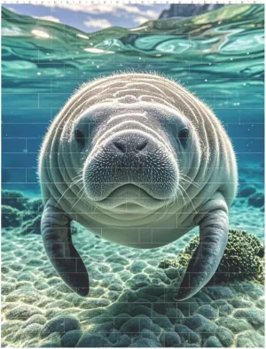 Cute Sea Animal Manatee Building Block Puzzle Personalized Building Bricks for Adults Square Shaped Block Puzzle Building Valentine's Day Gifts for Home Decor Brick Puzzle