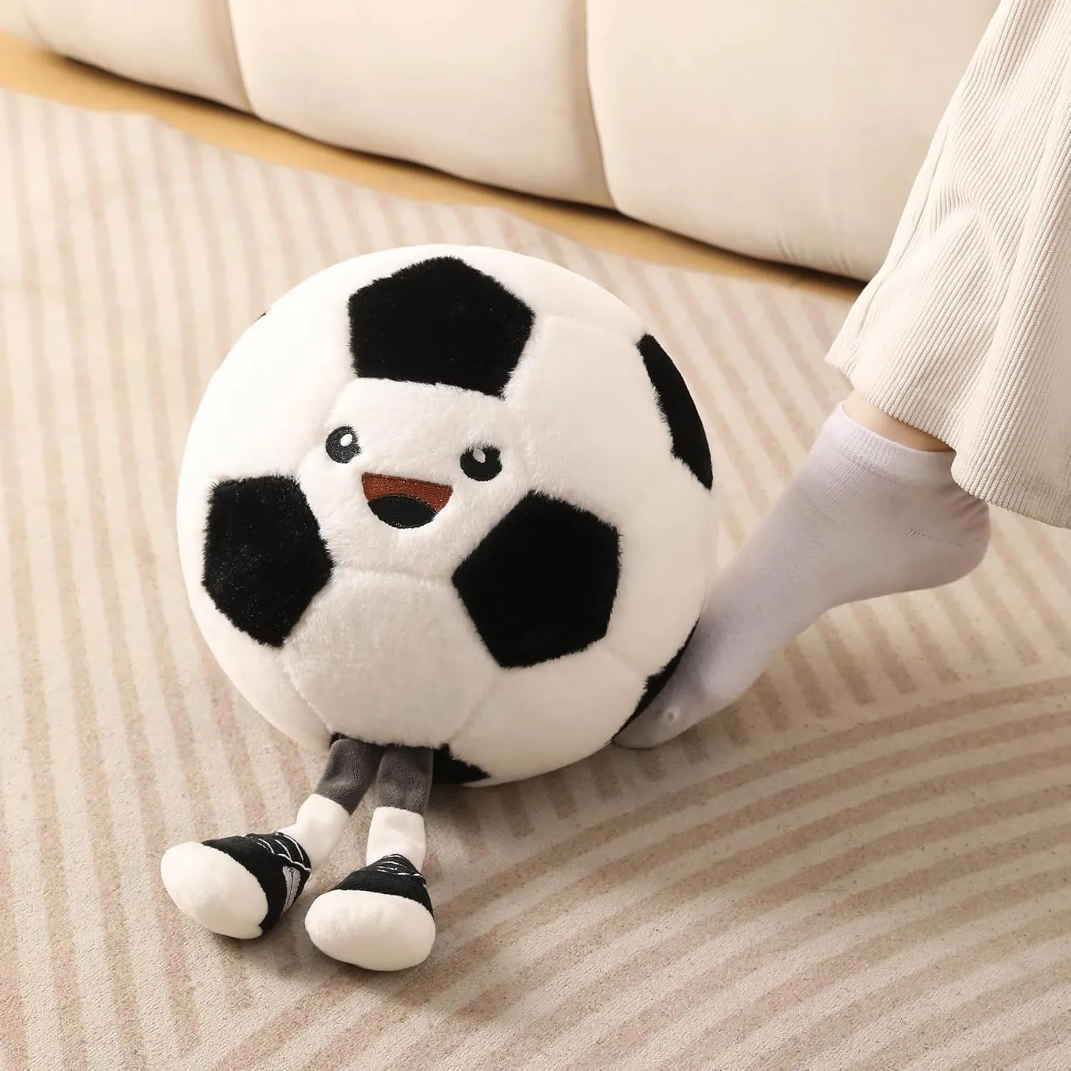 Cute Soccer Plush Pillow,Soccer Stuffed Animal for Sofa/Bedroom Decor, Sports Throw Pillow,Themed Birthday Gift for Boys Girls Soccer Fans(Soccer 11 Inch)