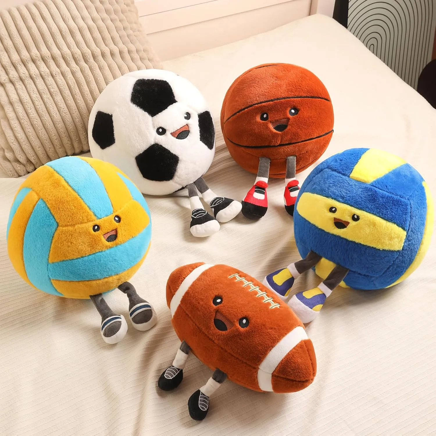 Cute Soccer Plush Pillow,Soccer Stuffed Animal for Sofa/Bedroom Decor, Sports Throw Pillow,Themed Birthday Gift for Boys Girls Soccer Fans(Soccer 11 Inch)
