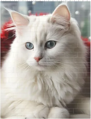 Cute White Cat Building Block Puzzle Personalized Building Bricks for Adults Square Shaped Block Puzzle Building Brick Block Puzzles Valentine's Day Gifts for Home Decor Brick Puzzle