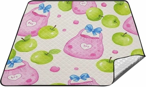 Cute Light Red Bag Green Fruit Waterproof Outdoor Picnic Blanket XXL Camping Party Camping Floor Mat for Ground Summer Gift Manta de Picnic Extra