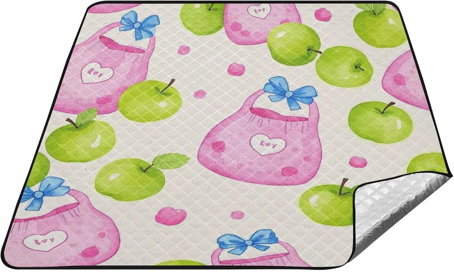 Cute Light Red Bag Green Fruit Waterproof Outdoor Picnic Blanket XXL Camping Party Camping Floor Mat for Ground Summer Gift Manta de Picnic Extra
