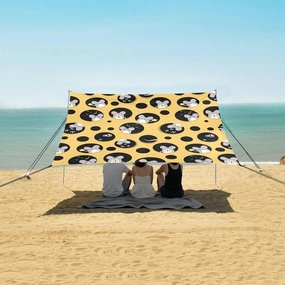 Cute Rat and Mouse Cheese Beach Canopy Tent Anti-UV & Wind Resistant, Camping Sun Shelter Easy Setup Portable,Outdoor Shade Tents with Sandbags,Sand Shovels,Ground Pegs & Stability Poles