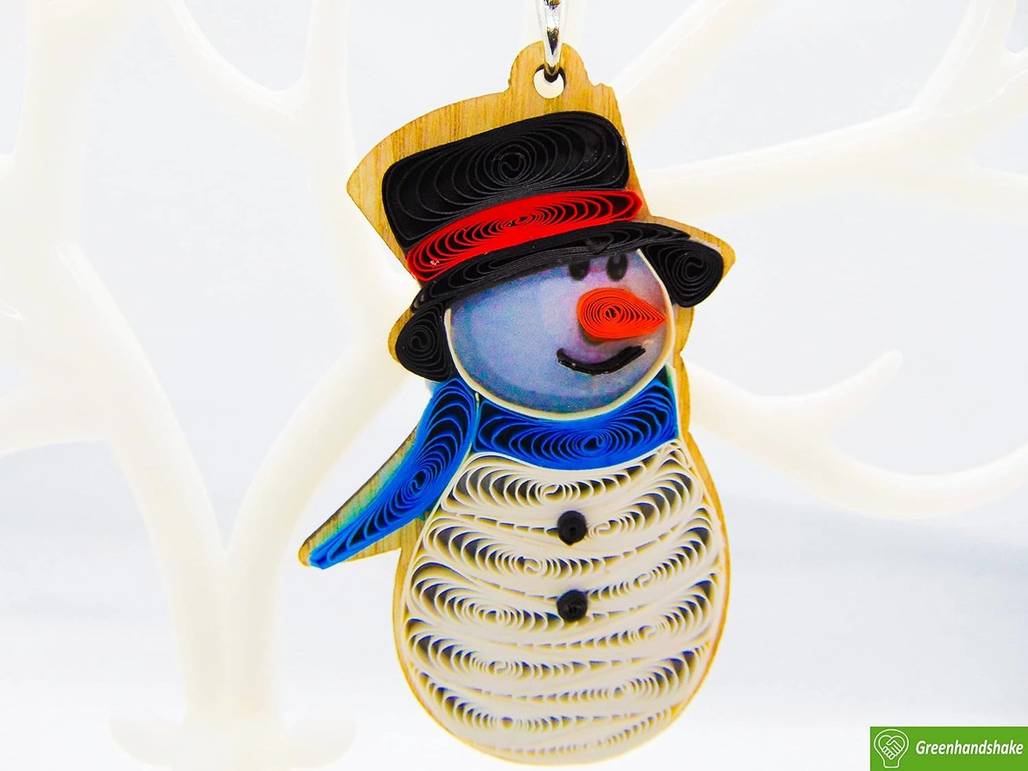 Cute Snowman, Home Decorations Holiday Decor, Handmade Ornament, quilled Ornament, Handbag Backpack Bag Purse Mobile Phone Car Hanging Decorations by GREENHANDSHAKE