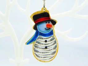 Cute Snowman, Home Decorations Holiday Decor, Handmade Ornament, quilled Ornament, Handbag Backpack Bag Purse Mobile Phone Car Hanging Decorations by GREENHANDSHAKE