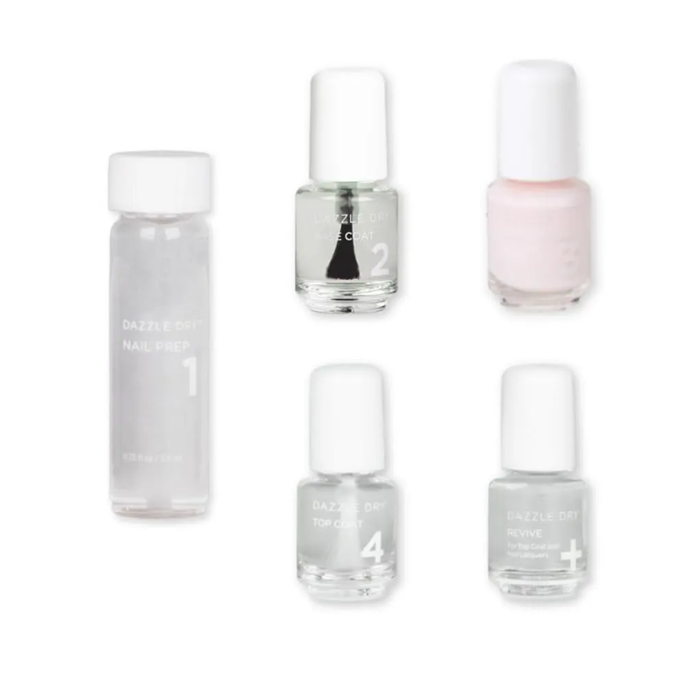 Dazzle Dry Mini Kit 4 Step System - Alluring Charm - A pale pink with a creamy finish. Full coverage cream. (5 Piece Kit / 5 Manicures)
