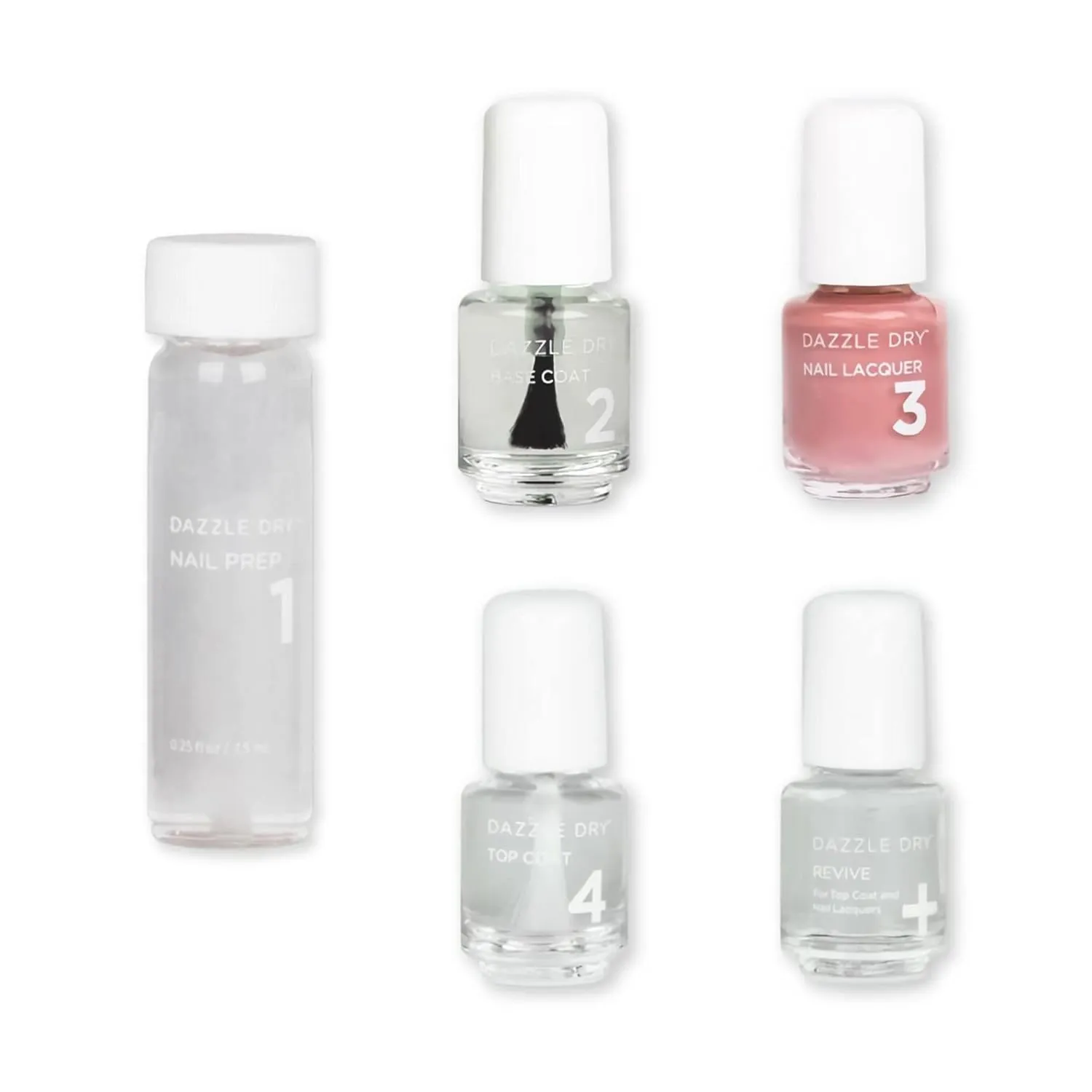 Dazzle Dry Mini Kit 4 Step System - Less is Mauve, a full coverage light, blushing mauve. (5 Piece Kit / 5 Manicures)