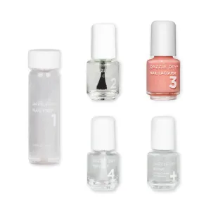 Dazzle Dry Mini Kit 4 Step System - Sunset Glow - A semi-sheer peach with a subtle orange/gold shimmer. Semi-sheer shimmer. (5 Piece Kit / 5 Manicures)