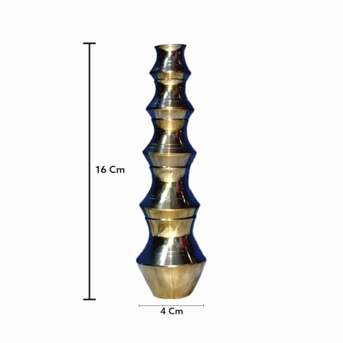 Decorative Brass Ghada Vase, Miniature Stacked Design, Gold, Set of 5