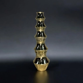 Decorative Brass Ghada Vase, Miniature Stacked Design, Gold, Set of 5