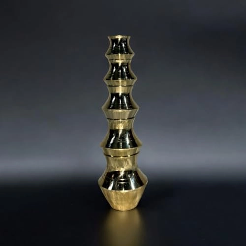Decorative Brass Ghada Vase, Miniature Stacked Design, Gold, Set of 5