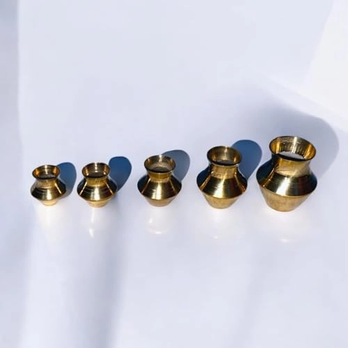 Decorative Brass Ghada Vase, Miniature Stacked Design, Gold, Set of 5