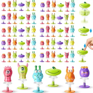 Deekin 100 -Piece Big Eye Animal Spring Launcher Toy Set - Bouncy Jumping Toys for Boys and Girls, Suitable for Classroom Prizes and Goodie Bag Fillers, Includes 6 Styles